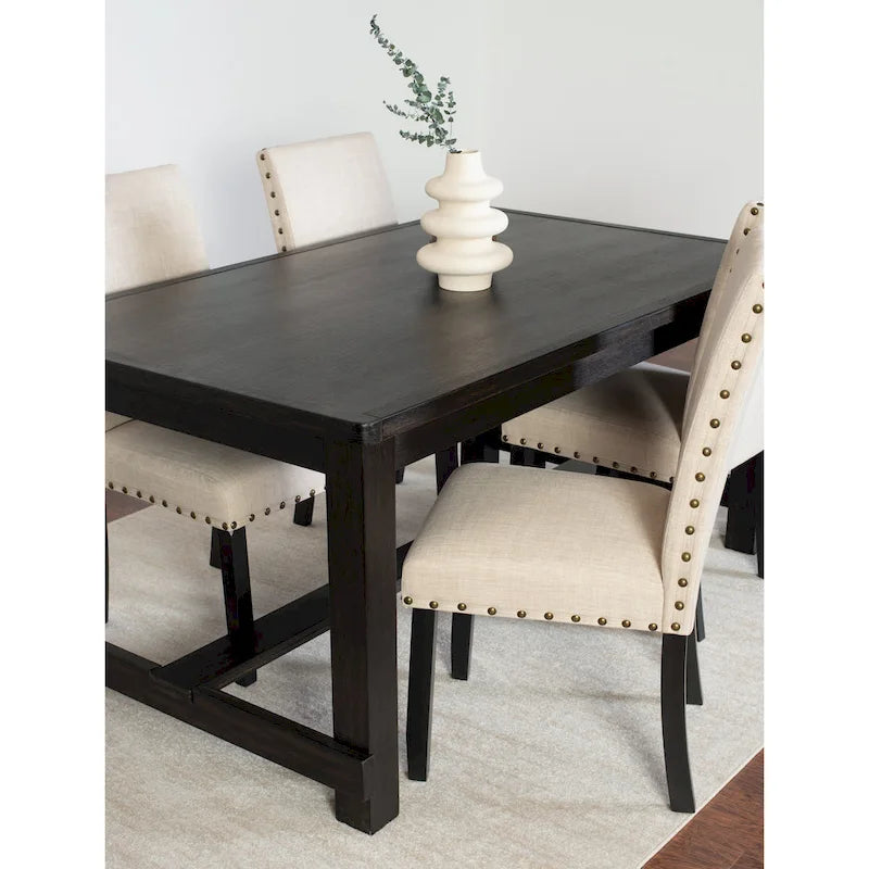 Roundhill Furniture Muzzi Ensemble de salle à manger contemporain 6 pièces, table de salle à manger avec 4 chaises élégantes et un banc