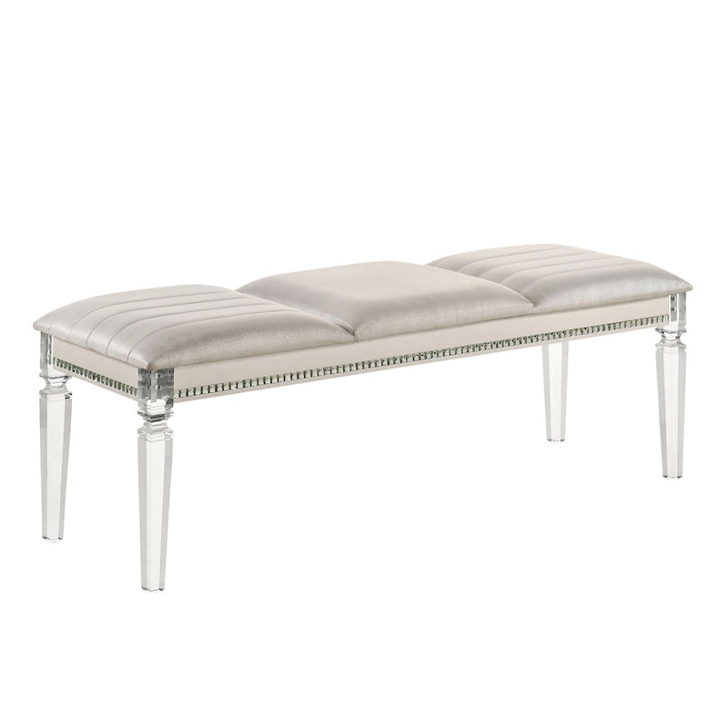 Banc rembourré de chambre à coucher en similicuir transparent Glam Xian par Furniture of America