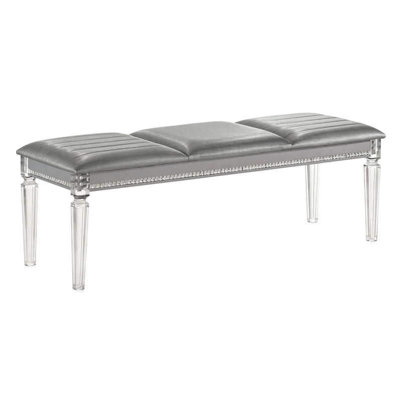 Banc rembourré de chambre à coucher en similicuir transparent Glam Xian par Furniture of America