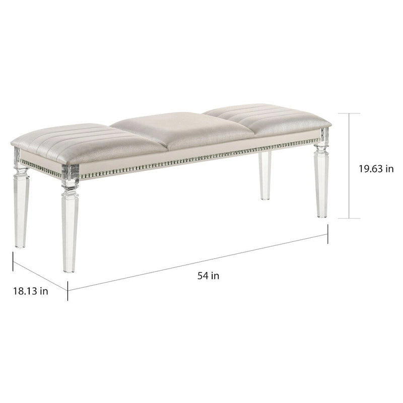 Banc rembourré de chambre à coucher en similicuir transparent Glam Xian par Furniture of America