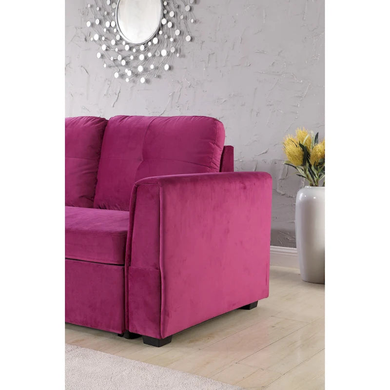 Canapé sectionnel de rangement réversible en velours large de 91 po avec lit et méridienne