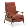Fauteuil inclinable à dossier poussoir en cuir pleine fleur et bois Fordham par Greyson Living