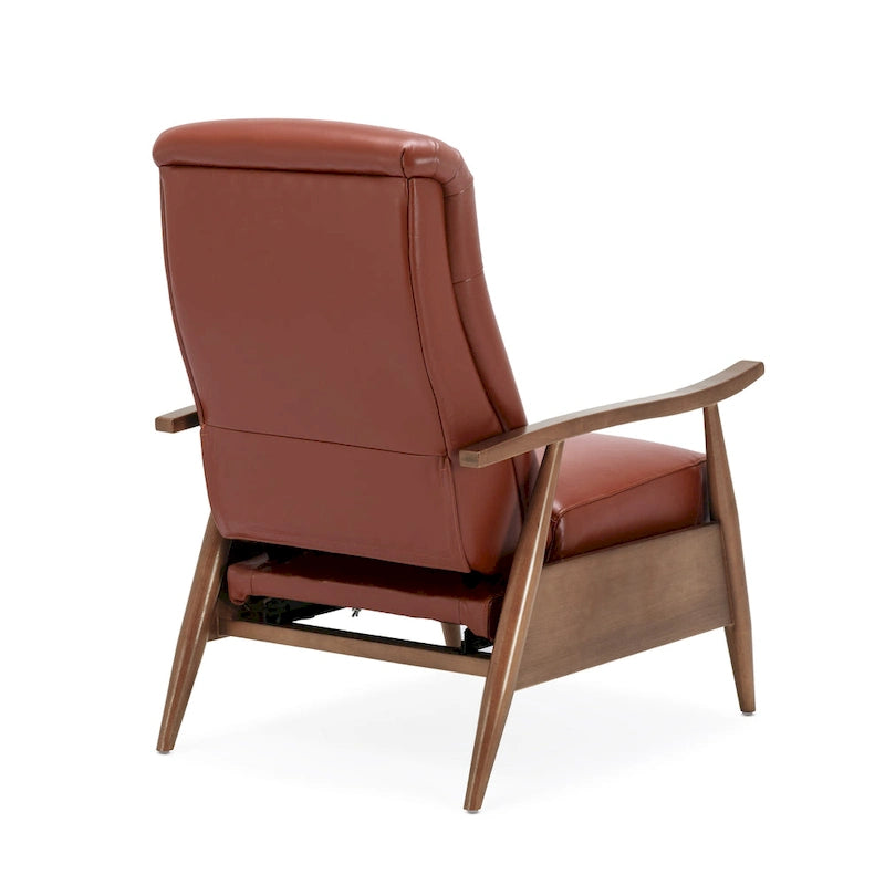 Fauteuil inclinable à dossier poussoir en cuir pleine fleur et bois Fordham par Greyson Living
