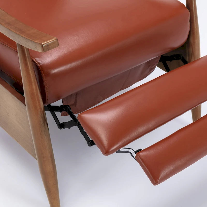 Fauteuil inclinable à dossier poussoir en cuir pleine fleur et bois Fordham par Greyson Living