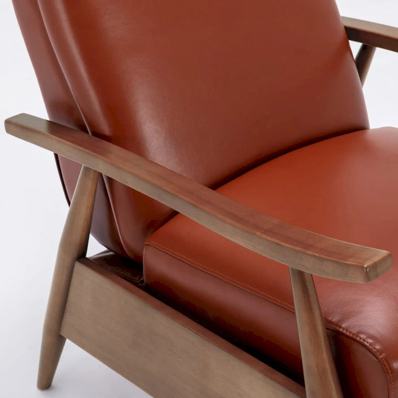 Fauteuil inclinable à dossier poussoir en cuir pleine fleur et bois Fordham par Greyson Living
