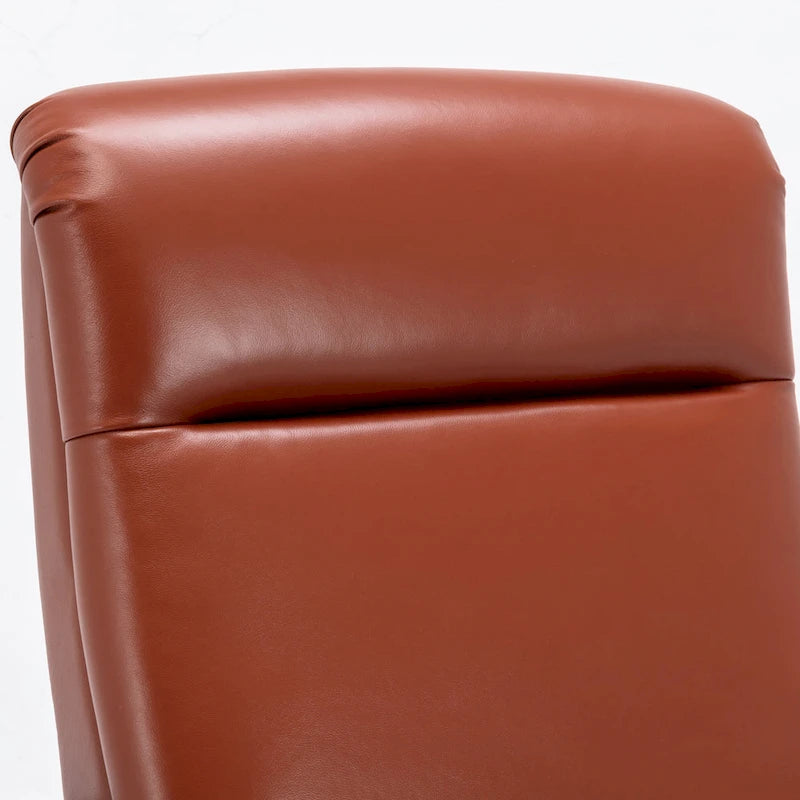 Fauteuil inclinable à dossier poussoir en cuir pleine fleur et bois Fordham par Greyson Living