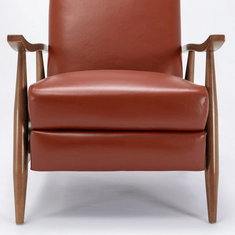 Fauteuil inclinable à dossier poussoir en cuir pleine fleur et bois Fordham par Greyson Living