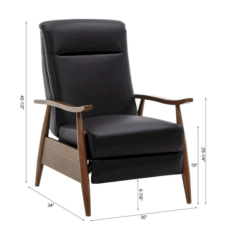 Fauteuil inclinable à dossier poussoir en cuir pleine fleur et bois Fordham par Greyson Living