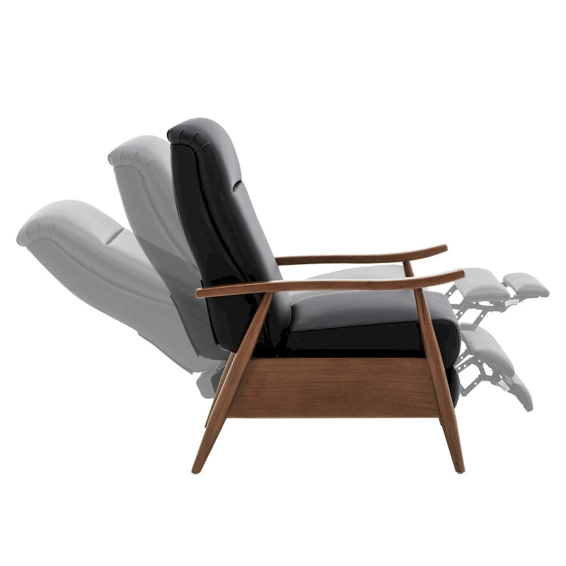 Fauteuil inclinable à dossier poussoir en cuir pleine fleur et bois Fordham par Greyson Living