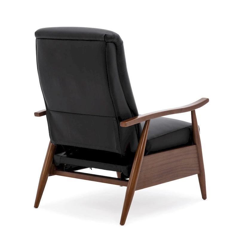 Fauteuil inclinable à dossier poussoir en cuir pleine fleur et bois Fordham par Greyson Living