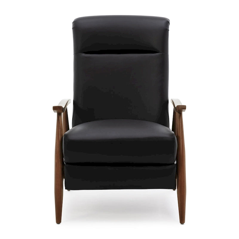 Fauteuil inclinable à dossier poussoir en cuir pleine fleur et bois Fordham par Greyson Living