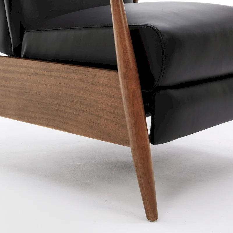 Fauteuil inclinable à dossier poussoir en cuir pleine fleur et bois Fordham par Greyson Living