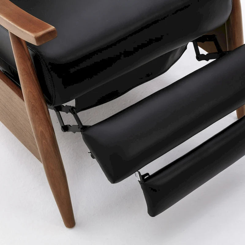 Fauteuil inclinable à dossier poussoir en cuir pleine fleur et bois Fordham par Greyson Living