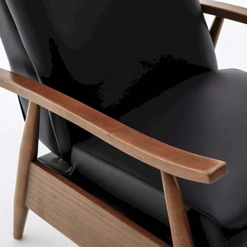 Fauteuil inclinable à dossier poussoir en cuir pleine fleur et bois Fordham par Greyson Living