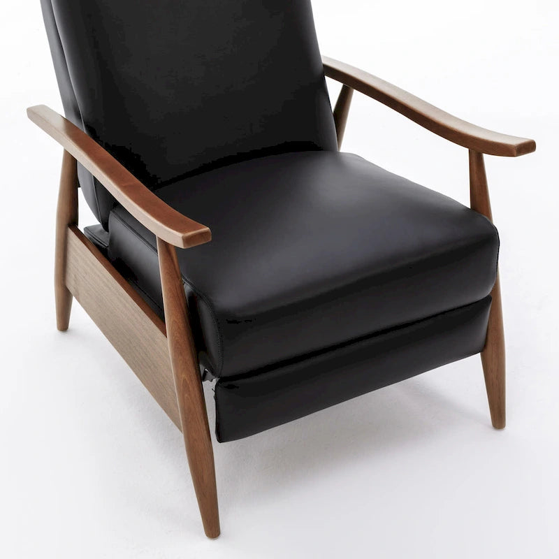 Fauteuil inclinable à dossier poussoir en cuir pleine fleur et bois Fordham par Greyson Living