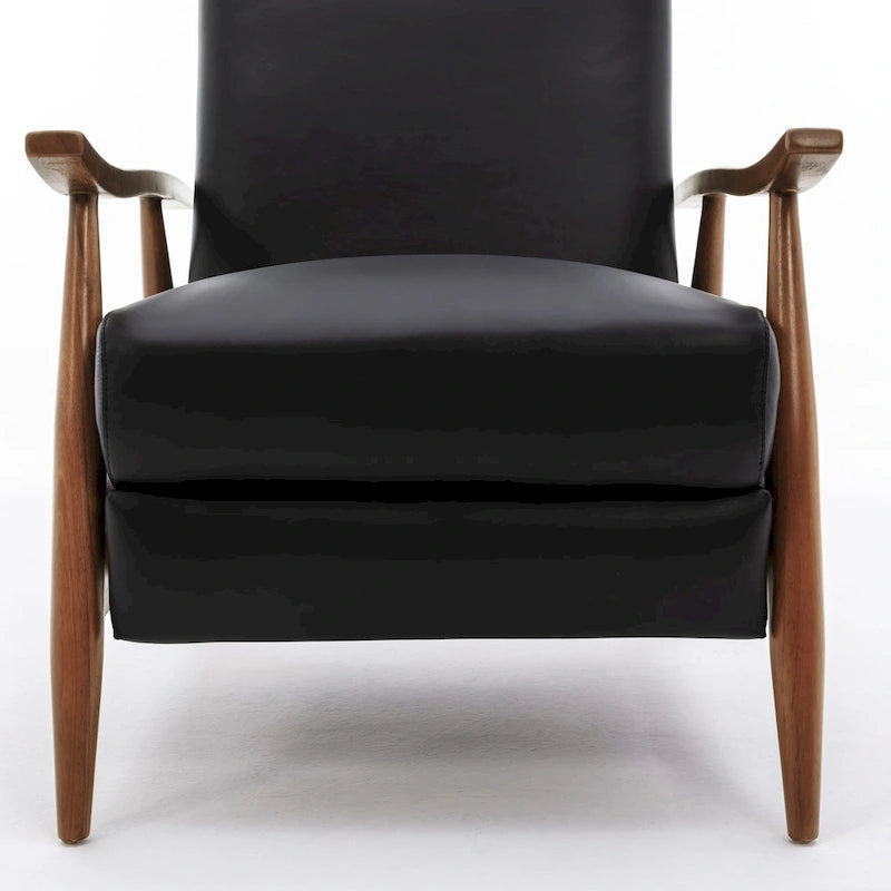 Fauteuil inclinable à dossier poussoir en cuir pleine fleur et bois Fordham par Greyson Living