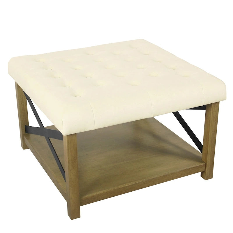Pouf carré de cocktail avec plateau capitonné HomePop
