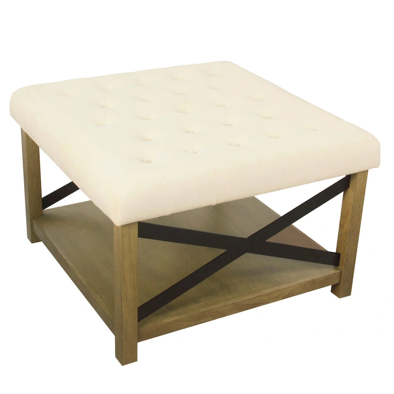 Pouf carré de cocktail avec plateau capitonné HomePop