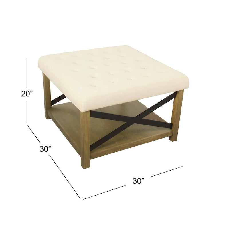 Pouf carré de cocktail avec plateau capitonné HomePop