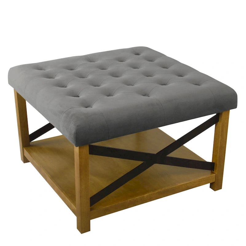 Pouf carré de cocktail avec plateau capitonné HomePop