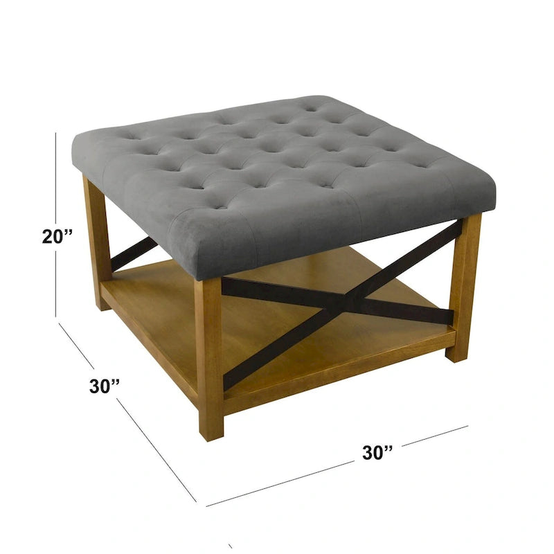 Pouf carré de cocktail avec plateau capitonné HomePop