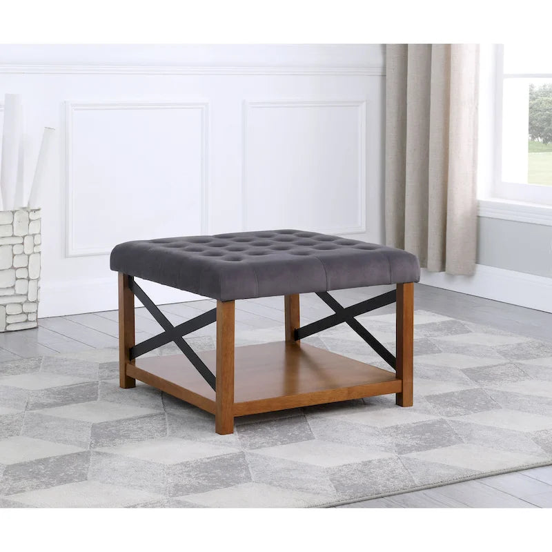 Pouf carré de cocktail avec plateau capitonné HomePop