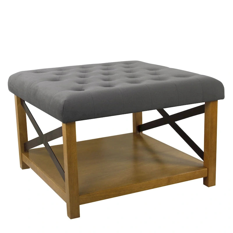 Pouf carré de cocktail avec plateau capitonné HomePop