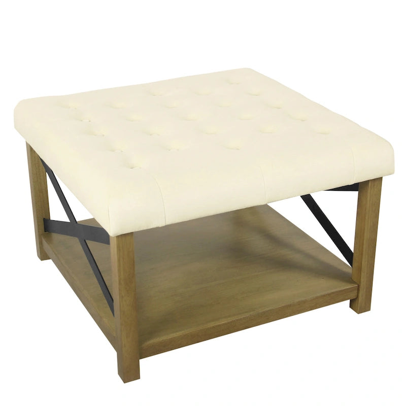 Pouf carré de cocktail avec plateau capitonné HomePop