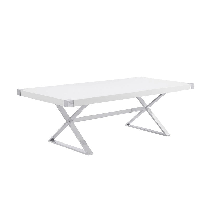 Table à manger Best Quality Furniture D440-3 avec plateau en bois laqué blanc lisse