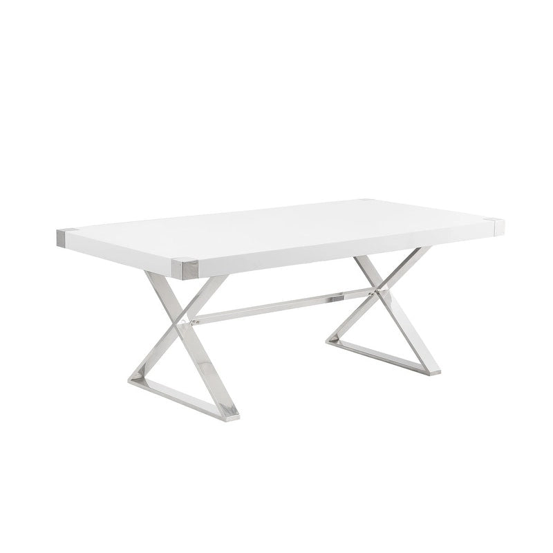Table à manger Best Quality Furniture D440-3 avec plateau en bois laqué blanc lisse