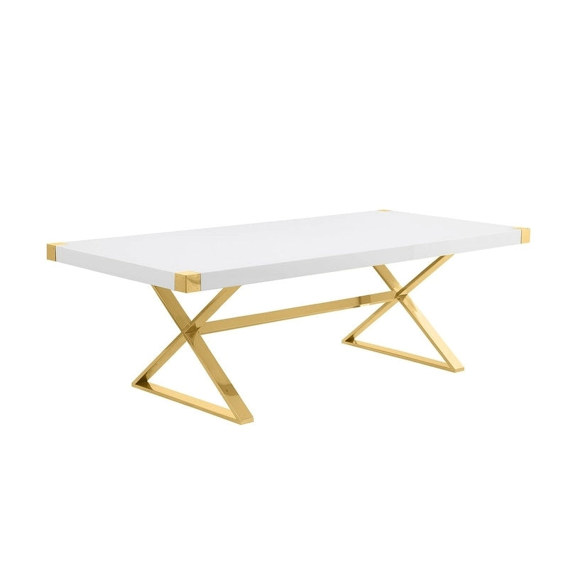 Table à manger Best Quality Furniture D440-3 avec plateau en bois laqué blanc lisse