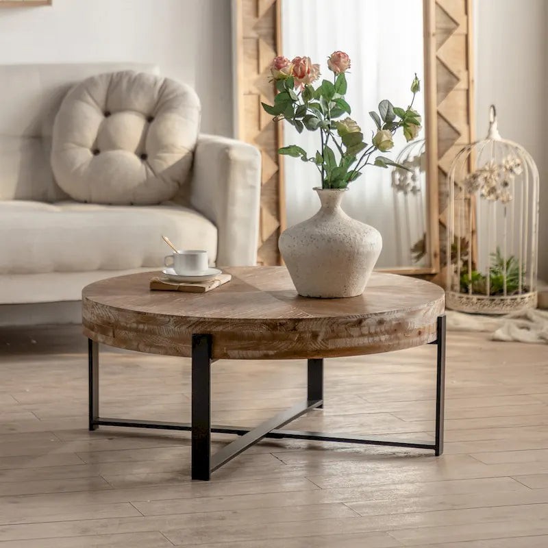 31,29 Table Basse Ronde Moderne Rétro avec Jonction