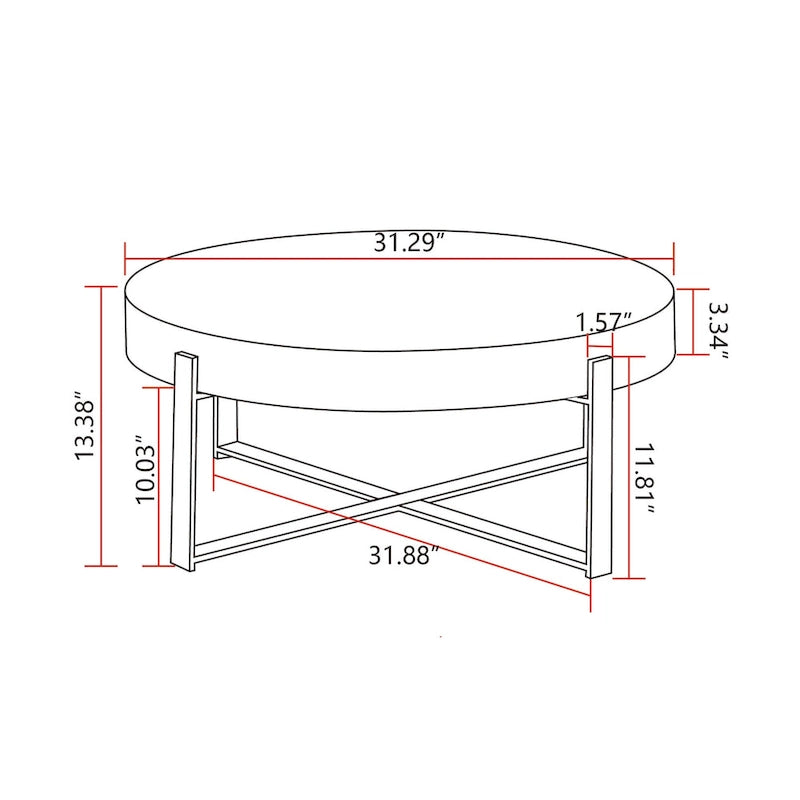 31,29 Table Basse Ronde Moderne Rétro avec Jonction