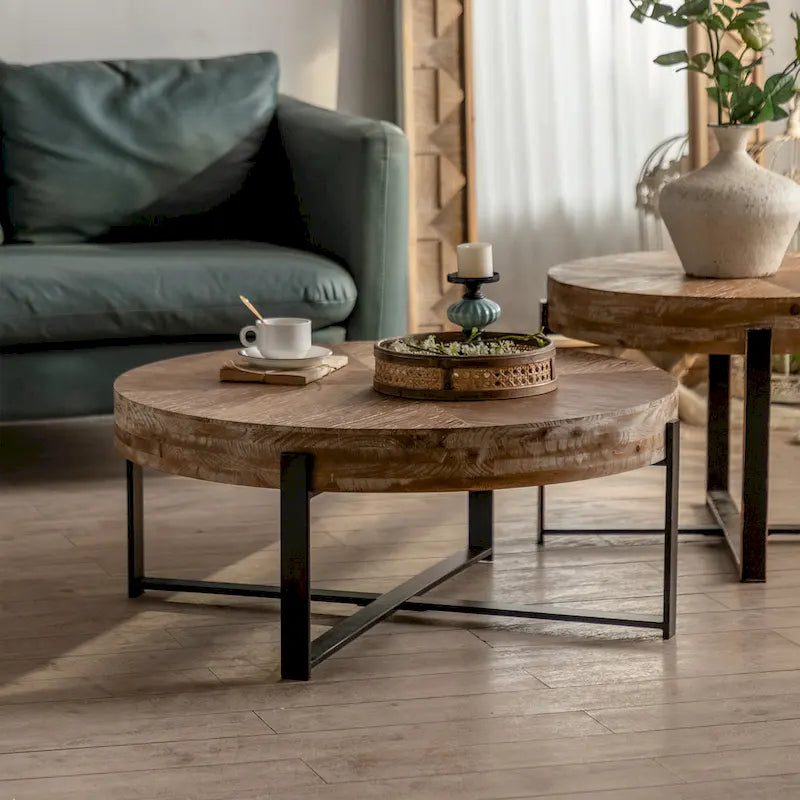 31,29 Table Basse Ronde Moderne Rétro avec Jonction