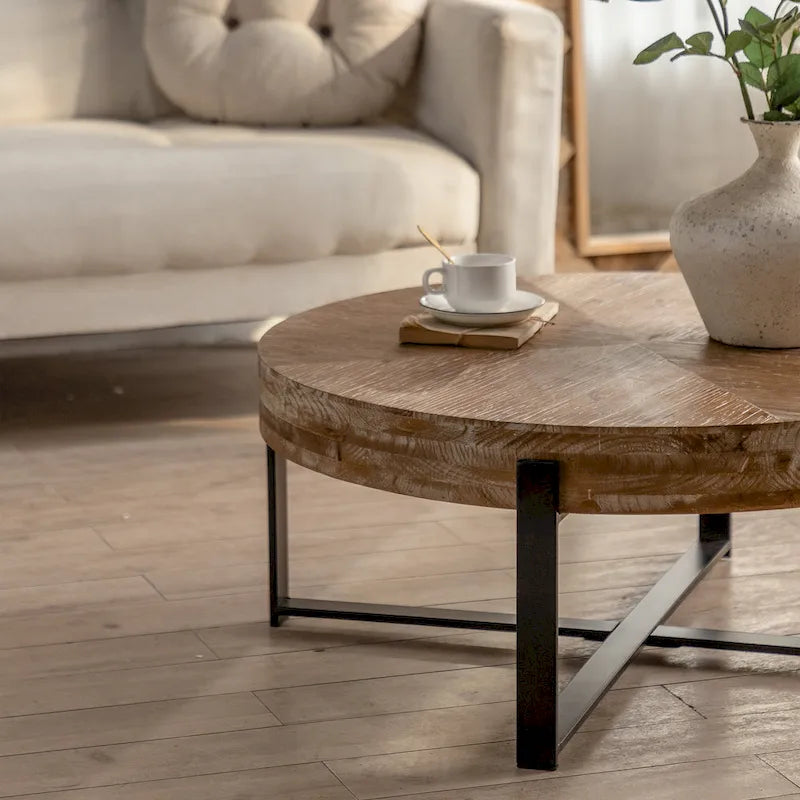 31,29 Table Basse Ronde Moderne Rétro avec Jonction