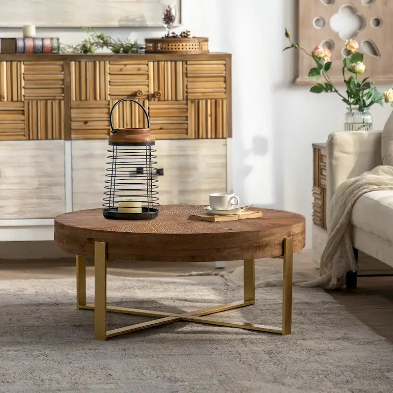 31,29 Table Basse Ronde Moderne Rétro avec Jonction