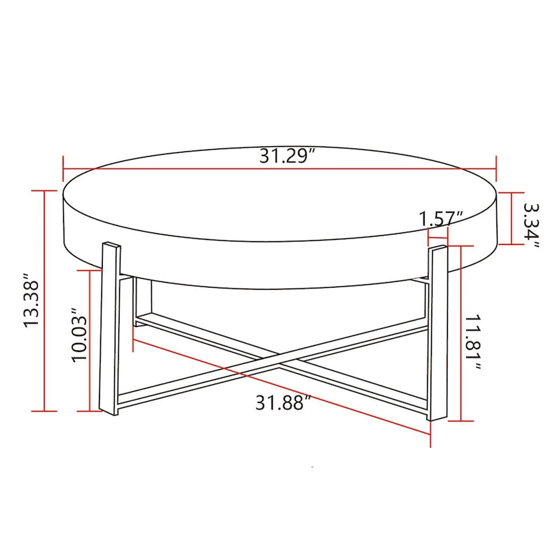 31,29 Table Basse Ronde Moderne Rétro avec Jonction