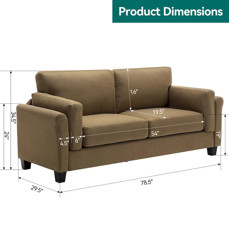 Morden Fort Canapé double moderne à accoudoirs, canapé à assise profonde, coussins de dossier rembourrés, tissu d'ameublement durable