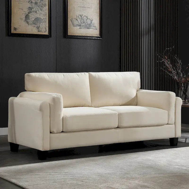Morden Fort Canapé double moderne à accoudoirs, canapé à assise profonde, coussins de dossier rembourrés, tissu d'ameublement durable