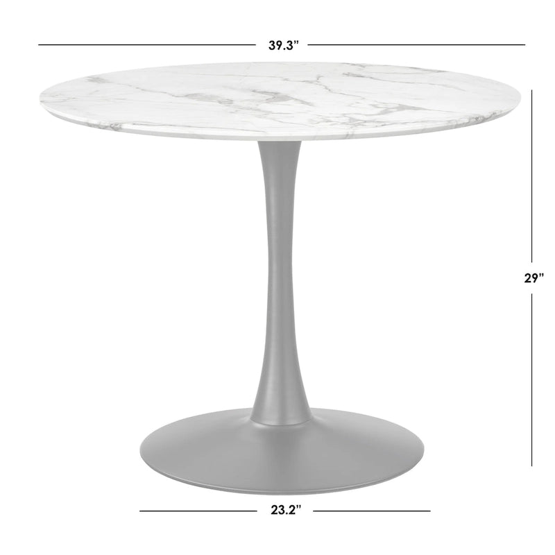 angelo:Ensemble de salle à manger rond 5 pièces en velours Kavitt, style moderne du milieu du siècle
