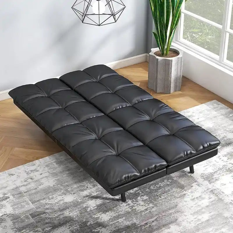 Futon moderne en lin avec mousse à mémoire de forme et accoudoirs réglables