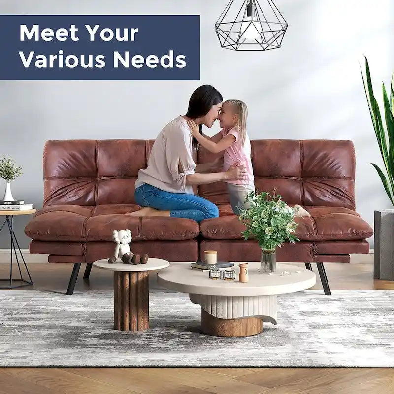 Futon moderne en lin avec mousse à mémoire de forme et accoudoirs réglables