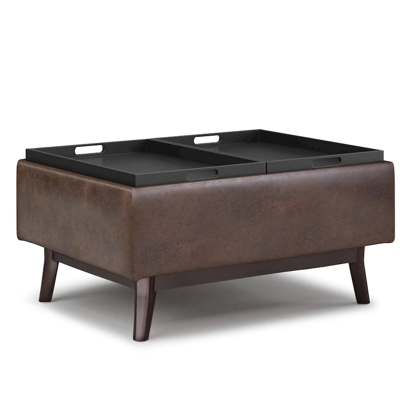 WYNDENHALL Ethan Pouf de table rectangulaire style moderne du milieu du siècle, 34 pouces de large