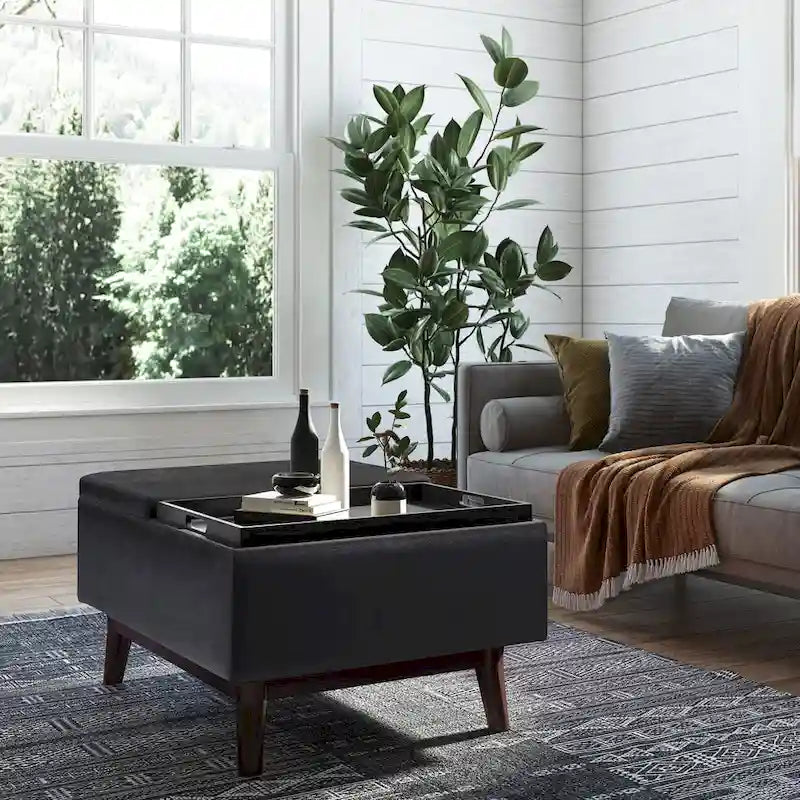 WYNDENHALL Ethan Pouf de table rectangulaire style moderne du milieu du siècle, 34 pouces de large