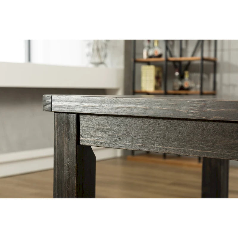 Ensemble de salle à manger 7 pièces en bois finition noir antique Leviton de Roundhill Furniture