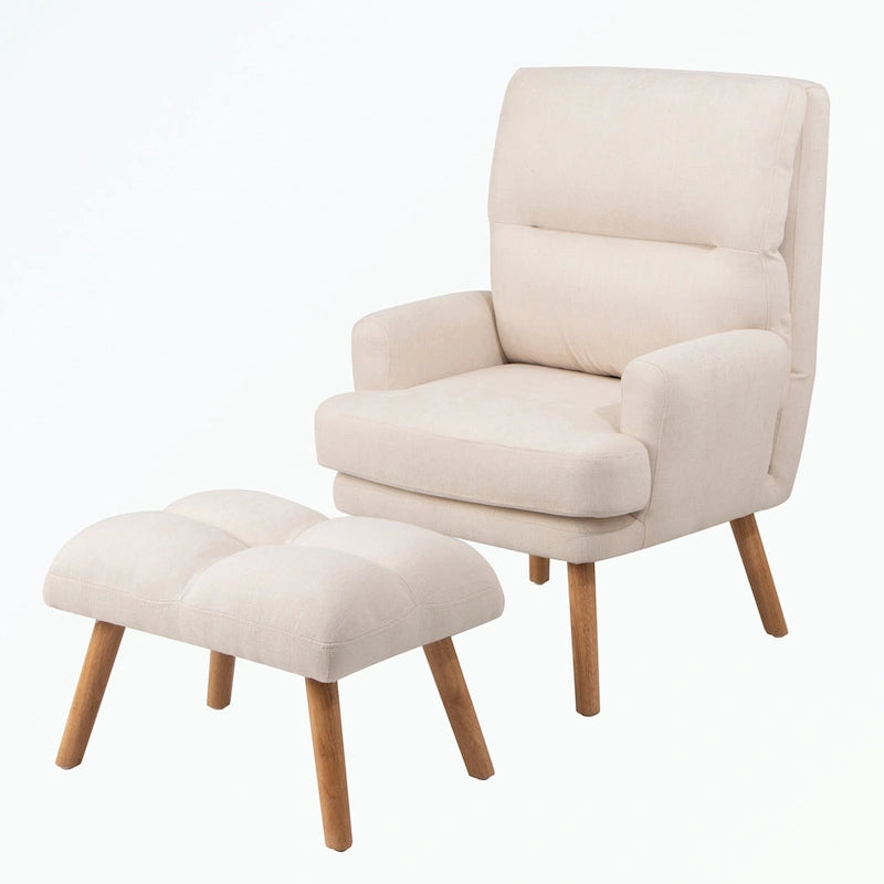 Fauteuil d'appoint et son pouf, avec dossier réglable