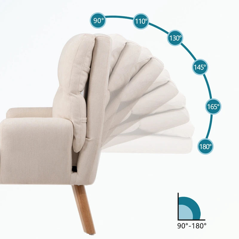 Fauteuil d'appoint et son pouf, avec dossier réglable