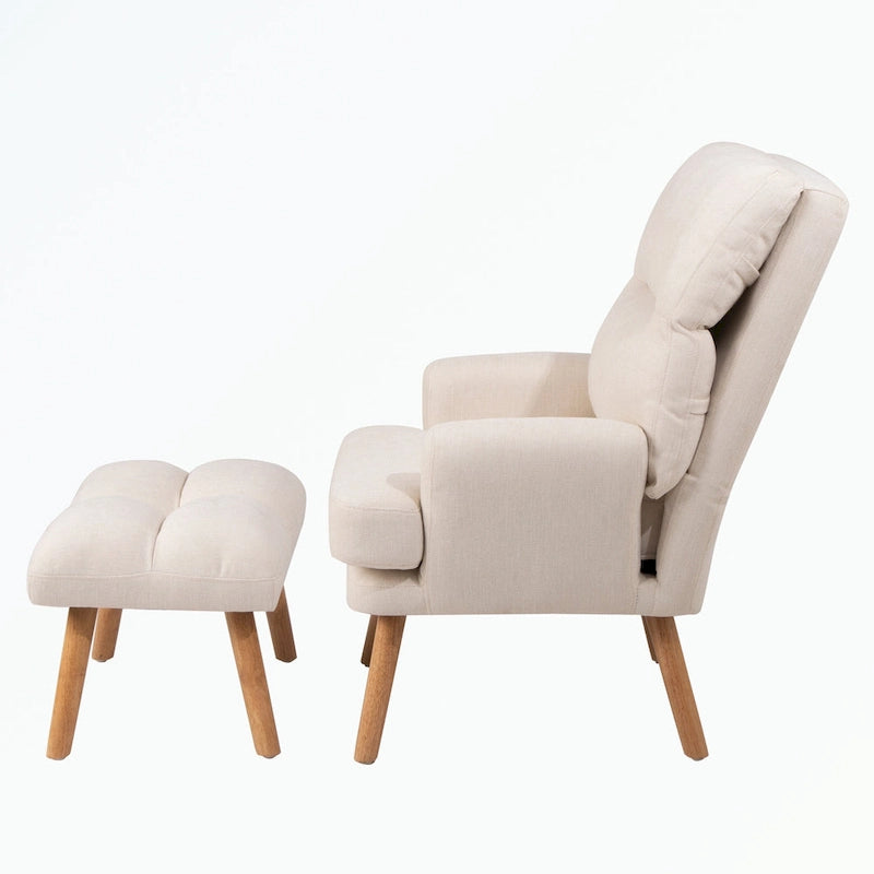 Fauteuil d'appoint et son pouf, avec dossier réglable