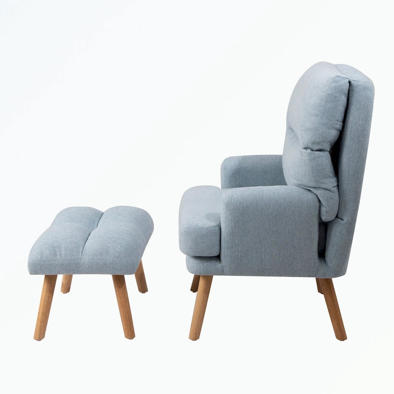 Fauteuil d'appoint et son pouf, avec dossier réglable