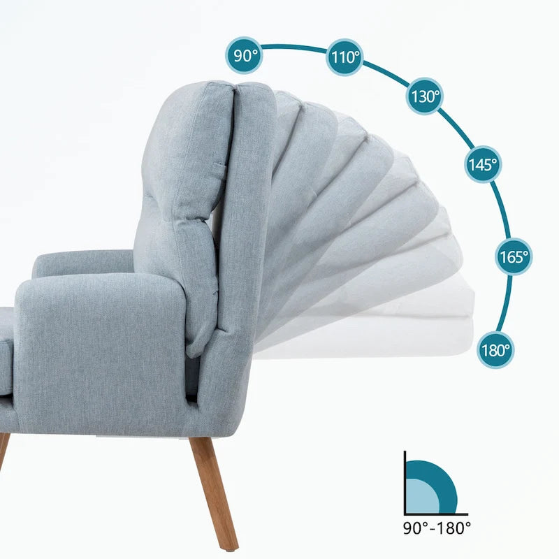 Fauteuil d'appoint et son pouf, avec dossier réglable